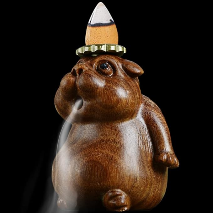 Wooden Groundhog-Shaped Sandal Wood Incense Burner Holder for Home Decoration