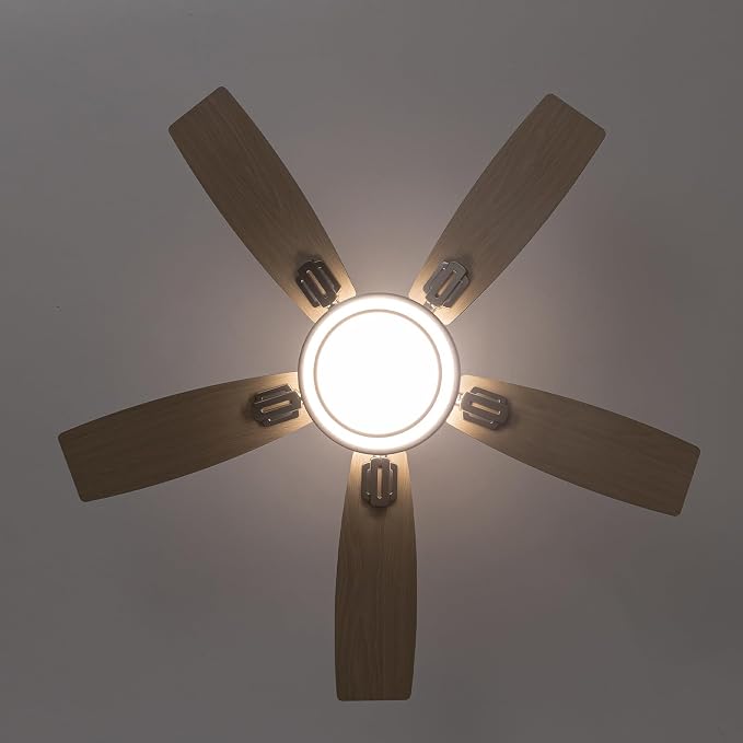 Ceiling Fans with Lights and Remote Control, 42 Inch Flush Mount Ceiling Fan with Quiet Reversible DC Motor, Dimmable LED Lighting, 6 Speeds, Timer, Nickel Ceiling Fan for Bedroom Living Room