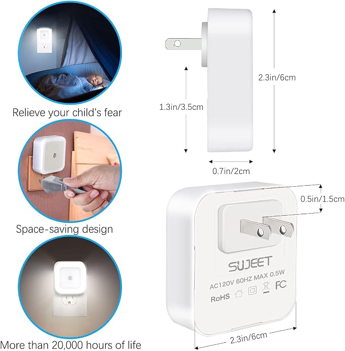 Sujeet Night Light, Night Lights Plug into Wall 8-Pack, Nightlight Plug in Night Light, Dusk to Dawn Night Lamp Led (Soft White)