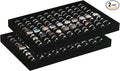 Coward 2Pcs/Set Black Velvet Stackable Ring Organizer Tray, Velvet Ring Earring Stud Jewelry Display Holder Tray for Store Selling or Home Show Storage