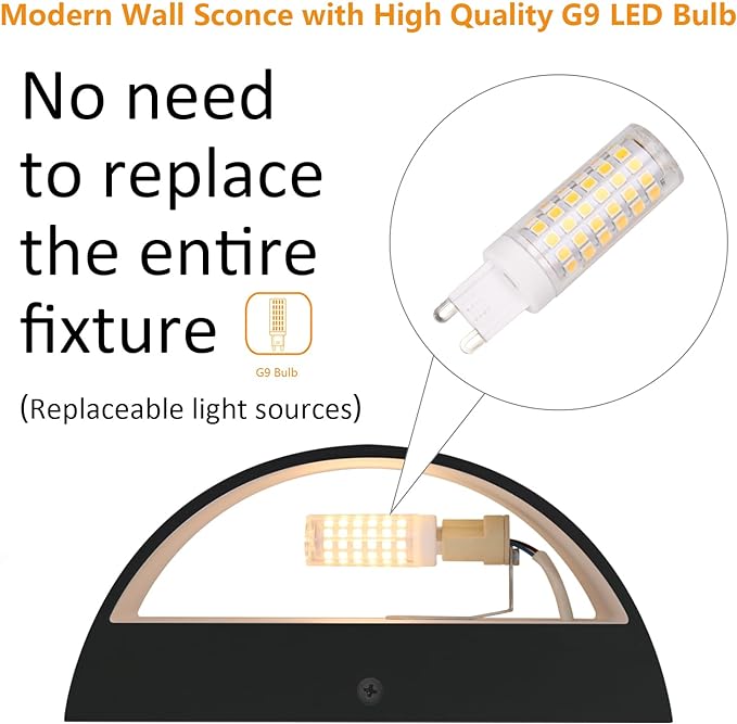 Aipsun 4 Pack Black Modern LED Wall Sconce Hardwired Indoor Wall Lights Up and Down Wall Mount Light for Living Room Bedroom Hallway Corridor Conservatory Warm White 3000K(with G9 Bulbs)
