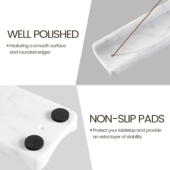 Koville Marble Incense Holder, Incense Holder for Sticks, Incense Sticks Holder Ash Catcher for Meditation Yoga SPA, Natural Stone Incense Burner, Home Table Decor