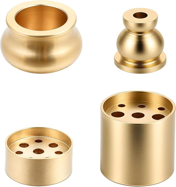 4 PCS Copper Incense Holders, 9 Holes Incenses Stick Holder Small Retro Copper Burner Accessories Gourd Incenses Burners Incense Burner for Meditation Room, Yoga Studio Home Decor