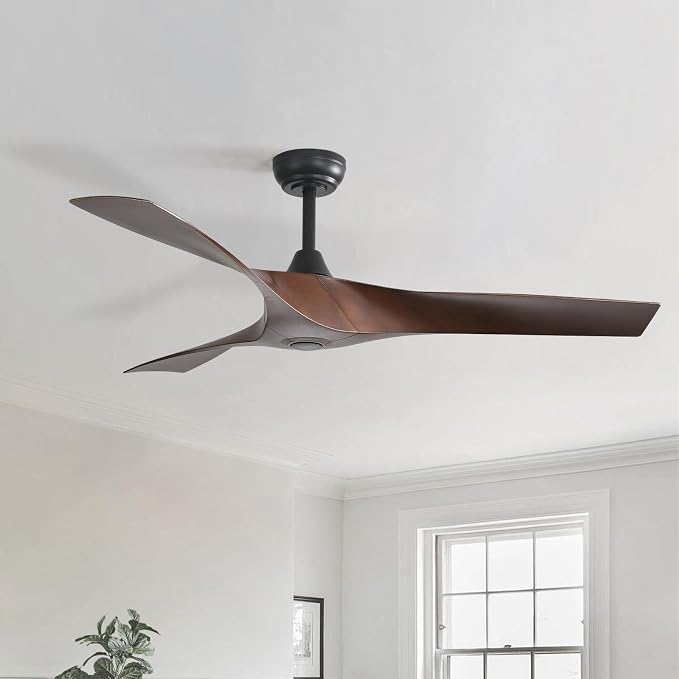 CACI Mall 52 Inch Propeller Ceiling Fan No Light, Remote Control, 6 Speeds Noiseless DC Motor, 3 ABS Blades, Indoor Outdoor Ceiling Fans for Living Room, Bedroom, Patio