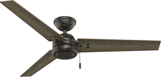 Hunter 52" Cassius Indoor/Outdoor Ceiling Fan, Pull Chain, Noble Bronze | Covered porches and living rooms get reversible blades, a no-light design, and streamlined industrial style with easy setup.