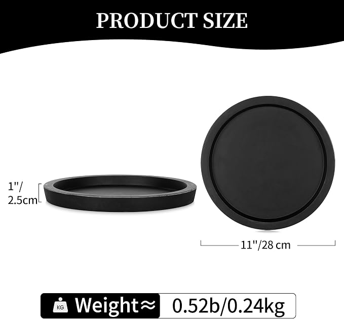 Hanobe Round Wood Candle Holder Tray, Black Coffee Table Centerpiece Decor | Rustic Decorative Candlestick Plates for Kitchen Counter, Farmhouse Living Room Decor