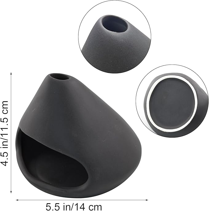 Palo Santo Holder Ceramic Incense Burner Holder Sage Holder for Burning, Ash Catcher Mini Chiminea Unique Home Decor for Meditation/Yoga (Black)