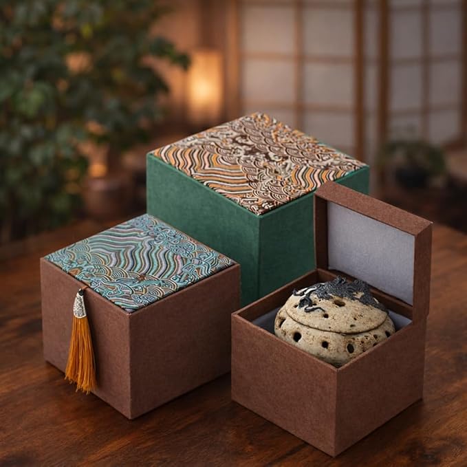 Wabi-Sabi Ceramic Incense Burner - Handmade Old Rock Clay Bowl for Coils, Cones & Agarwood - Zen Meditation Decor