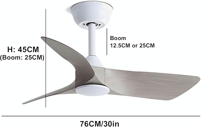 30 Inch Small Ceiling Fan No Light with Remote, White Gray Blades | 30 inch small ceiling fans without light. 6 speeds reversible DC motor timer for bedroom kitchen small room covered patio