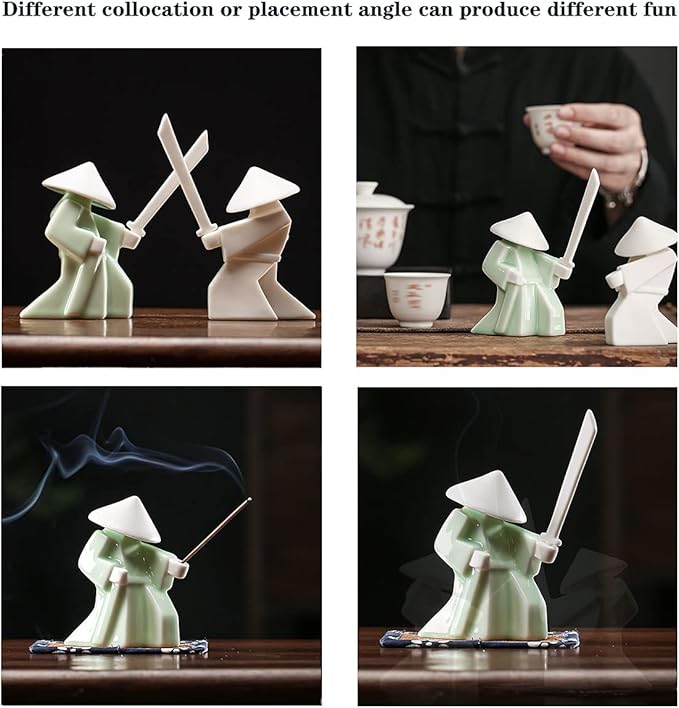 LYART Tea Pet Warrior Statue Figurine Tea Ornament Accessories Cute Kung Fu Tea Ceramic Sculpture Decoration Gift for Tearoom Home Office Children's Day Gift for Tea Lover 1pcs(Green)