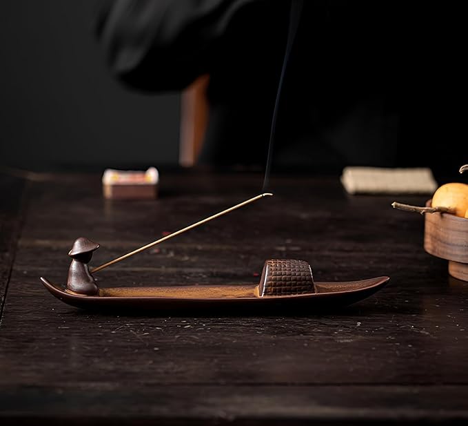 Incense Holder-Incense Burner-Home Ash Catcher Fisherman's Fishing Boat Incense Holder Home Decor (Ceramic)