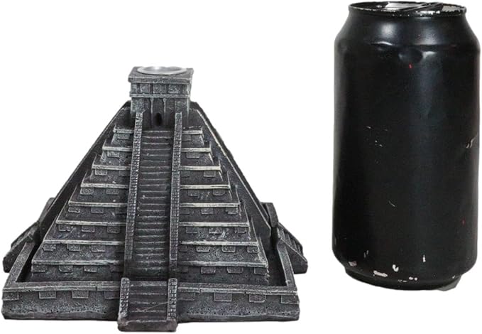 Ebros Gift Temple of Kukulcan Mesoamerican Aztec Step Pyramid Of The Sun And Moon Decorative Backflow Incense Cone Burner Holder Figurine