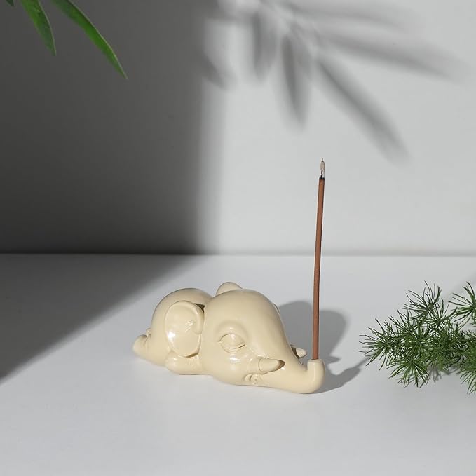Cacukap Cute Elephant Incense Burner, Incense Holder for Sticks, Elephant Theme Incense Tray, Adorable Home Decoration, Unique Gifts Idea for Elephant Lover