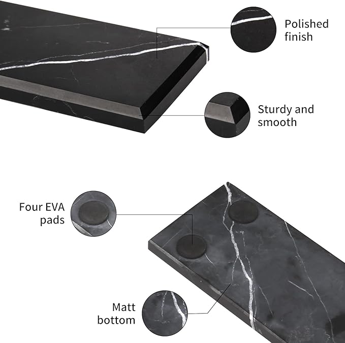 Marble Incense Holder Tray Incense Burner Modern Minimalist Home Deco and Desk Incense Holder for Sticks (White Black)