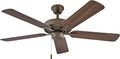 Hinkley Metro 52" Indoor/Outdoor Dual Mount Ceiling Fan, Flush Mount or Suspended by 4.5" Down Rod, Reversible Wooden Fan Blades, Metallic Matte Bronze, Remote Sold Separately