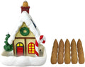 Hosley Resin Backflow Incense Burner – Christmas House Snow Cabin Backflow Incense Cone Holder (4.72") with 20 Apple Cinnamon Cones, House Decor & Aromatherapy