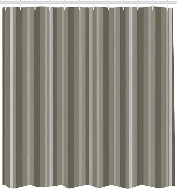 Ambesonne Stripes Shower Curtain, Abstract Ocean Inspired Palette Lines Geometrical Image Illustration, Cloth Fabric Bathroom Decor Set with Hooks, 84" Long Extra, Dark Sepia