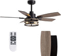 LuminFan 46 Inch Ceiling Fans with Lights and Remote Control, Farmhouse Ceiling Fan for Bedroom Living Room and Patio, Black Caged Ceiling Fan for Indoor and Outdoor