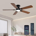GJeg Ceiling Fans with Lights, 52 Inch Low Profile Ceiling Fan with Light and Remote, Flush Mount Ceiling Fan, 3CCT, Dimmable, Noiseless, Ceiling Light Fan for Bedroom, Indoor/Outdoor Use,Brown