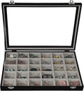 Stratalife 30 Grid Earring Organizer, Jewelry Holder Organizer with Lid | PU Leather Storage Box for Earring, Ring, Studs and Trinkets, Soft Velvet Drawer Organizer for Women, Dustproof, Gray Black