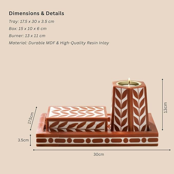 RITUALISTIC Bakhoor Set Perfect for Home fragrances Stylish Home décor | Traditional dhoop Dhani | Puja Essentials | Arabic Incense Holder with Storage and Multipurpose Tray |Brown