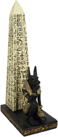 Ebros Gift Egyptian Theme Anubis Jackal Dog Deity Kneeling by Hieroglyphic Obelisk Pillar Incense Burner Sculpture Resin Figurine Home Fragrance Accessory Egypt God of Afterlife and Mummification