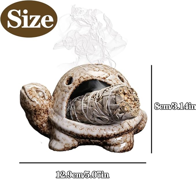 Turtle Palo Santo Holder Ceramic Palo Santo Burner Sage Holder for Burning,Sea Turtle Incense Holder for Wood Sticks Incense Cones and Sage,Incense Burner for Yoga Zen Meditation Altar Decor (C)