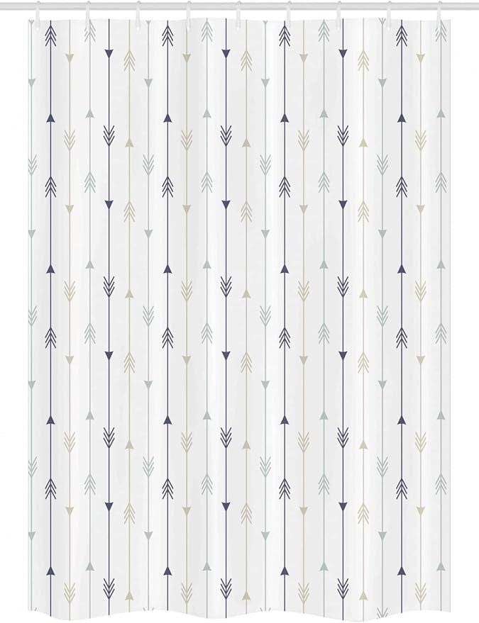 Ambesonne Arrows Stall Shower Curtain, Vertical Geometric Monochrome Hipster Line Pattern with Vintage Design, Fabric Bathroom Decor Set with Hooks, 54" W x 78" L, Dimgray White