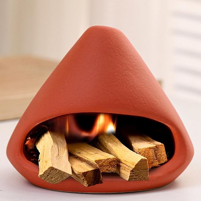 Ceramic Incense Holder Palo Santo Holder Handcrafted Dual-Use for Sage Sticks Cones Incense Burner for Yoga Meditation Aromatherapy Healing Home Decor Red (Style D)