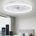 OUTON 24" Ceiling Fan with Light, Remote & App Control, Fandelier Low Profile Flush Mount Ceiling Fan with 3000K-6500K Stepless Dimmable, 6 Speed, Quiet DC Motor, Modern Ceiling Fans for Bedroom White