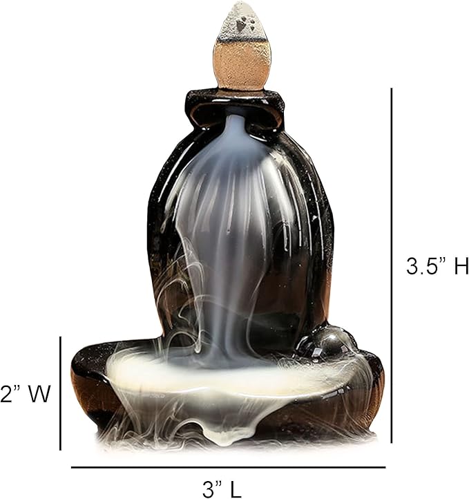 SOUL STICKS Backflow Incense Holder Burner Waterfall Fountain for Home, Office, Yoga, Room Decor & Aromatherapy with 1 Pack of 10 Backflow Fragrance Cones Included (Serenity)