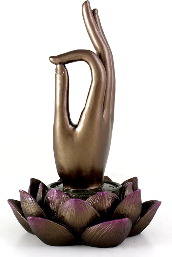 Top Collection Buddha Hand and Lotus Flower Vitarka Mudra Incense Holder Incense Burner