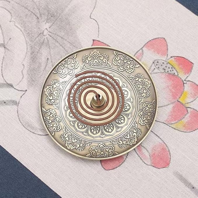 Brass Plate Incense Holder Set- 3 in 1 Incense Burner - for Smudging Bowl, Offering Bowl, Incense Burner Holder, Ash Catcher,Jewelry Dish