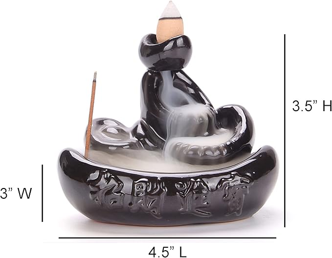 SOUL STICKS Backflow Incense Holder Burner Waterfall Fountain for Home, Office, Yoga, Room Decor & Aromatherapy with 1 Pack of 10 Backflow Fragrance Cones Included (Dragon Falls)