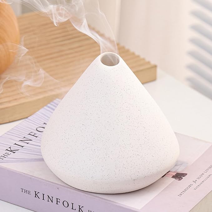 Palo Santo Holder Ceramic Incense Burner Holder Sage Holder for Burning, Ash Catcher Mini Chiminea Unique Home Decor for Meditation/Yoga (White)