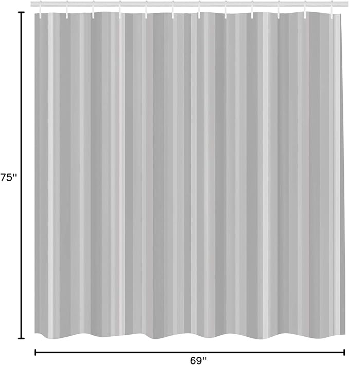 Ambesonne Stripes Shower Curtain, Abstract Ocean Inspired Palette Lines Geometrical Image Illustration, Cloth Fabric Bathroom Decor Set with Hooks, 75" Long, Pale Purpleblue