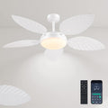 GJeg Tropical Ceiling Fans with Lights and Remote,52Inch Outdoor Palm Leaf Ceiling Fan for Patios Porch Bedroom, Dimmable LED Light, 6 Speeds, Reversible, White