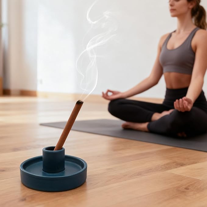 Palo Santo Holder, Ceramic Incense Stick Holder, Sage Holder for Yoga, Meditation, and Energy Cleansing, Unique Ceramic Incense Holder Gift for Palo Santo Sticks (Blue)