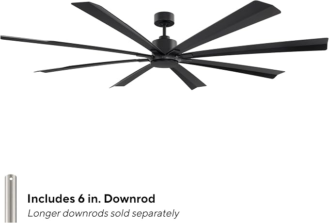 Modern Forms Size Matters Indoor and Outdoor 8-Blade 84in Smart Ceiling Fan in Matte Black with Remote Control with Alexa and iOS or Android App