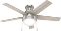 Hunter Anslee, Indoor, Ceiling Fan, with LED Light, 46 inch, Brushed Nickel