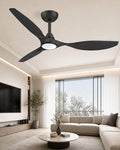 Roomratv Ceiling Fans with Lights, 52 Inch BLack Ceiling Fan, Remote Control,Quiet Reversible DC Motor,Dimmable,6 Speeds,Easy to Install,Modern Ceiling Fans for Bedroom,Living Room,Indoor,Outdoor