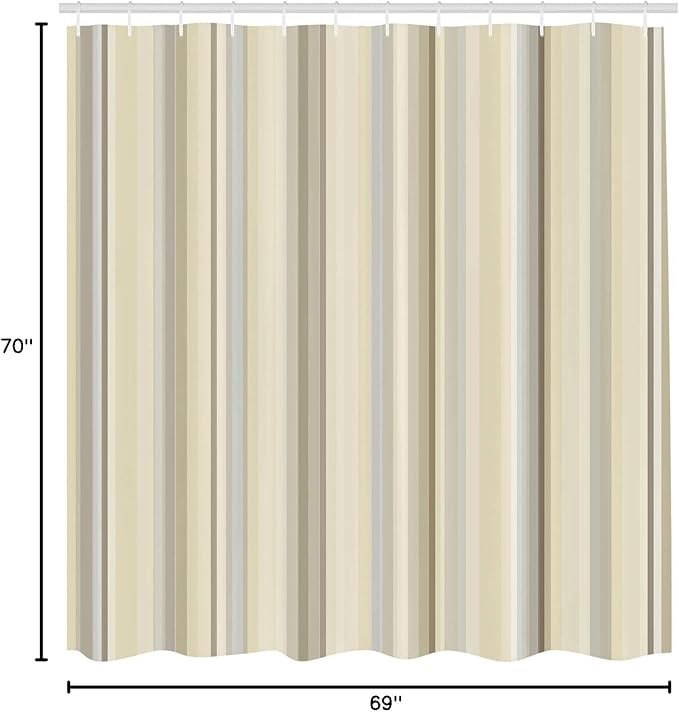 Ambesonne Stripes Shower Curtain, Abstract Ocean Inspired Palette Lines Geometrical Image Illustration, Cloth Fabric Bathroom Decor Set with Hooks, 70" Long, Pastel Yellow