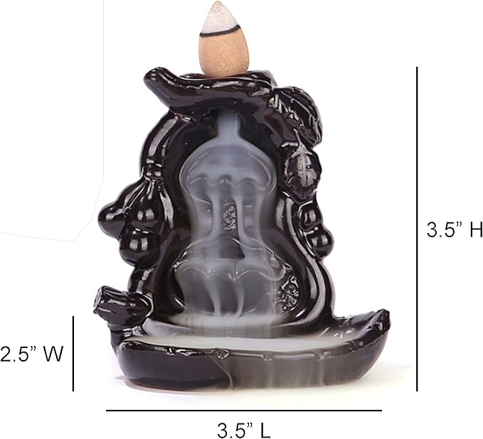 SOUL STICKS Backflow Incense Holder Burner Waterfall Fountain for Home, Office, Yoga, Room Decor & Aromatherapy with 1 Pack of 10 Backflow Fragrance Cones Included (River Bend)