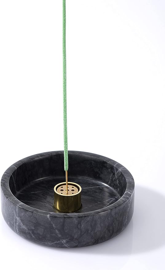 Palo Santo Holder, Natural Marble Incense Burner for Palo Santo Sticks, Handmade Palo Santo Wood Incense Stick Holder(Natural Black)