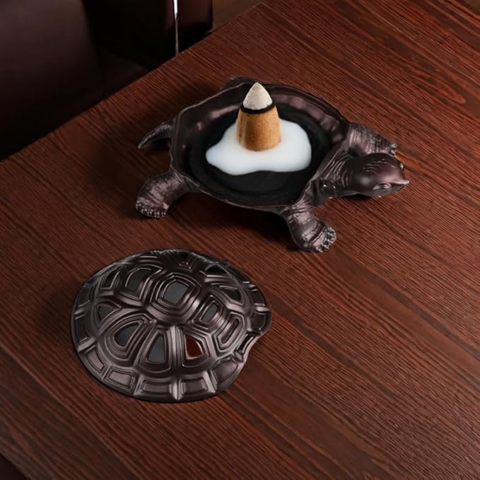 2Pcs Incense Burner, Incense Holder with Incense Stick Holder, Vintage Censer Metal Turtle Ash Catcher, use for Stick or Coil Incense Sage Cones