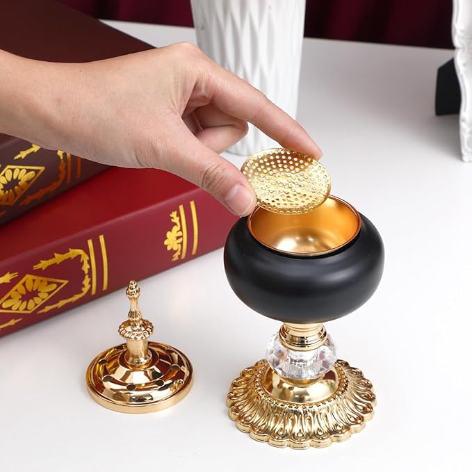 PRETYZOOM European Style Incense Burner Candlestick 3.14×3.14×7.08In Resin Aromatherapy Holder – Air-Purifying for Meditation & Stress Relief – for Home, Office, Yoga Room, Zen Space