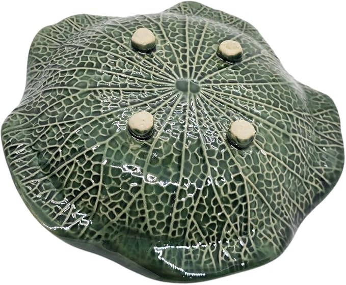Tiny 6¾" Green Lotus Leaf Shaped Tray - Handmade Ceramic Porcelain Decorative Plate Dish Catchall Miniature Container For Jewelry Personal Items Incense Holders Trays Décor Gifts