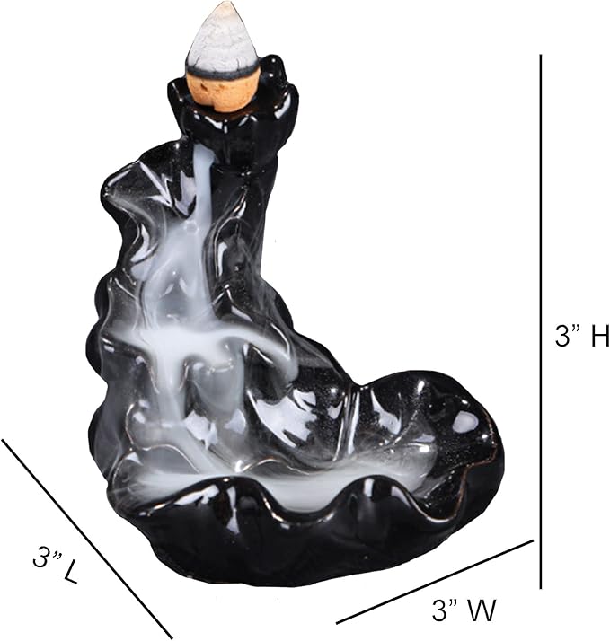 SOUL STICKS Backflow Incense Holder Burner Waterfall Fountain for Home, Office, Yoga, Room Decor & Aromatherapy with 1 Pack of 10 Backflow Fragrance Cones Included (Fountain)