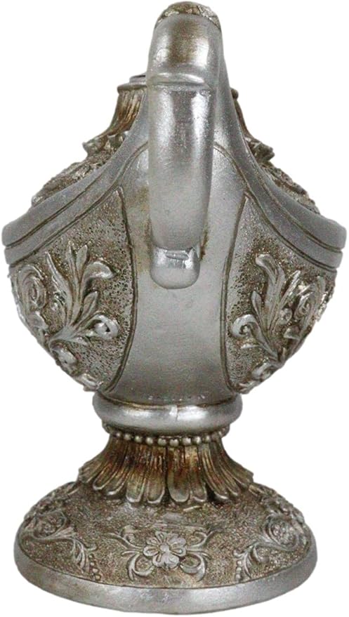 Ebros Gift Floral Ornate Aladdin Genie Magical Lamp Shaped Backflow Incense Cone Holder Burner Figurine Altar Arabian Night Middle Eastern Magic Lamps Design Home Aromatherapy Accent Sculpture