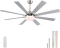 POCHFAN 62 Inch Ceiling Fans with Lights,Large Modern Ceiling fan with Remote and 8 Wooden Blades,Dimmable,6 Speeds,Noiseless Reversible Indoor&Outdoor Fan for Bedroom,Patio,Living Room
